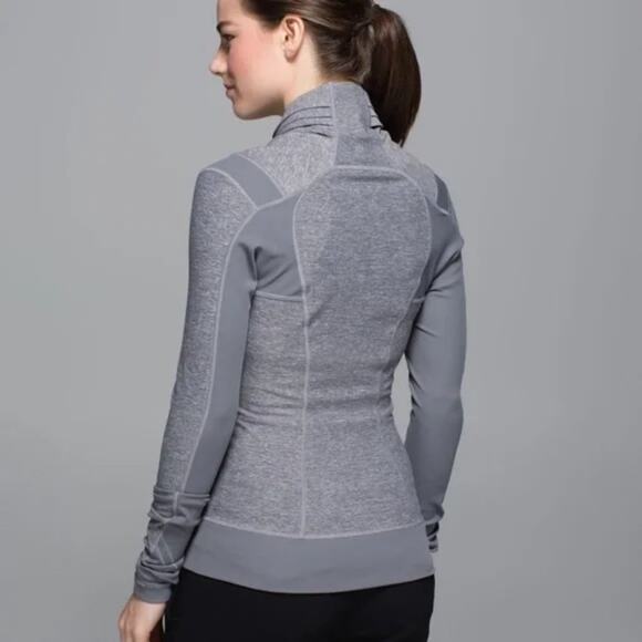 Lululemon Bhakti Yoga Jacket SIZE 4 Gray Full Zip Sweatshirt Thumbhole Pockets - Picture 2 of 13